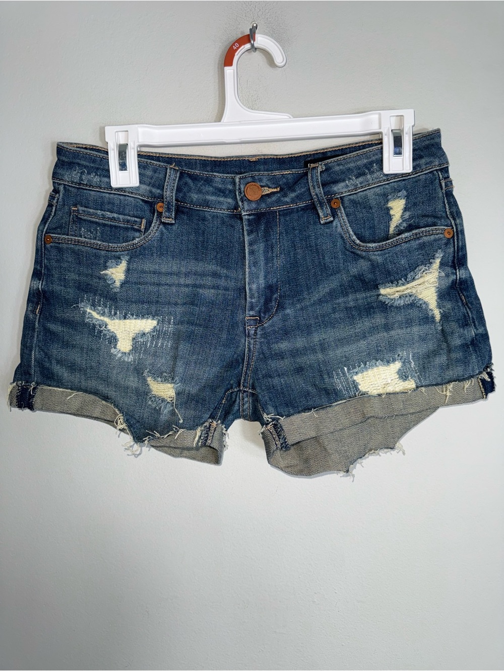 Blank NYC The Fulton Roll Up Denim Shorts-Distressed-Cotton Blend-Size 26